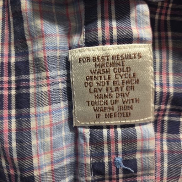 Peter Millar - Blue & Pink Plaid - 100% Cotton - Small - Long Sleeve Shirt - Picture 4 of 5